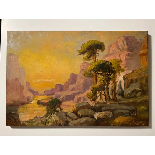 Attrib. Ralph Davidson Miller 1858-1945 "Desert landscape" c. 1910s. Oil on canvas 34"x24" unframed Unsigned