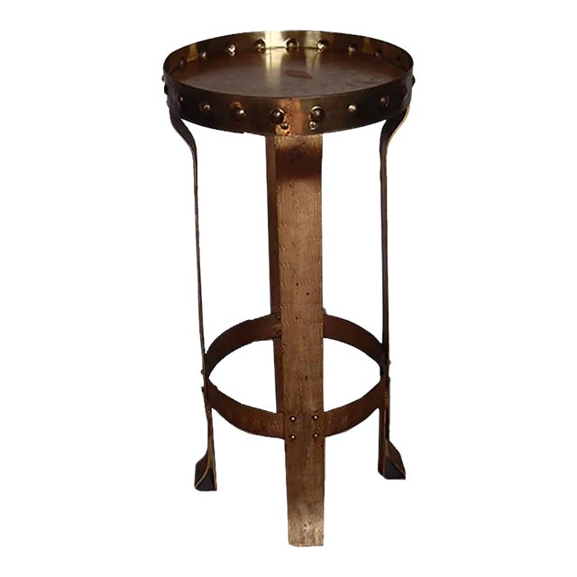 Antique Brass & Wrought Iron Flower Stand For Sale