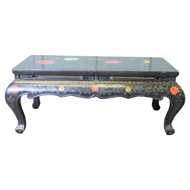 Black Painted and Lacquered Chinoiserie Coffee Table, 1930s For Sale - Image 8 of 8