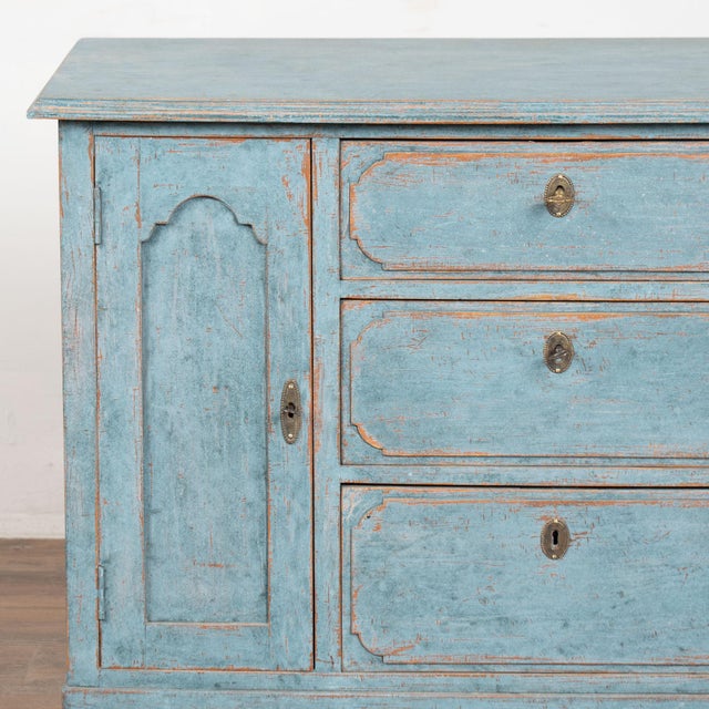 Blue Swedish 19th Century Blue Painted Small Sideboard Console For Sale - Image 8 of 16