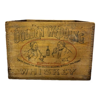 Antique 1916 Golden Wedding Whiskey Crate Jos S Finch Pittsburgh Bottled in Bond Pre-Prohibition For Sale