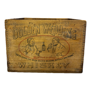 Antique 1916 Golden Wedding Whiskey Crate Jos S Finch Pittsburgh Bottled in Bond Pre-Prohibition