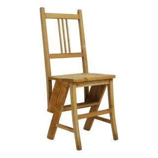 Arts & Crafts Metamorphic Library Steps Folding Ladder Chair, Vienna, Austria, 1900s For Sale