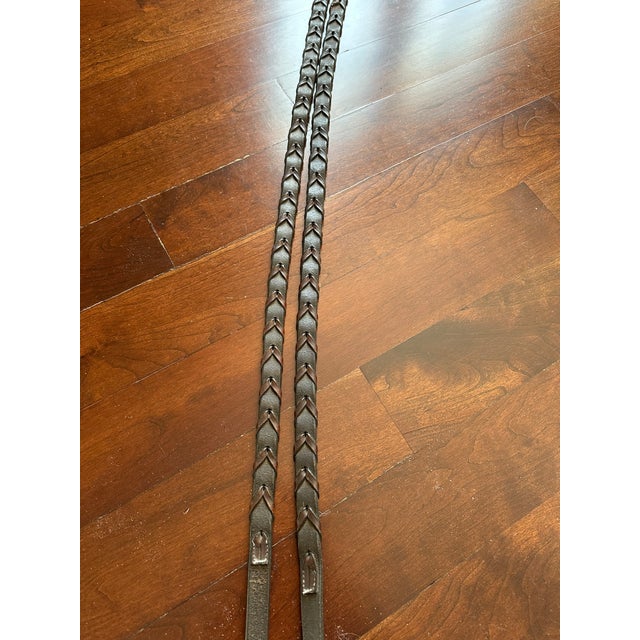 1980s Vintage English Leather Laced Braided Snaffle Horse Reins For Sale - Image 5 of 17