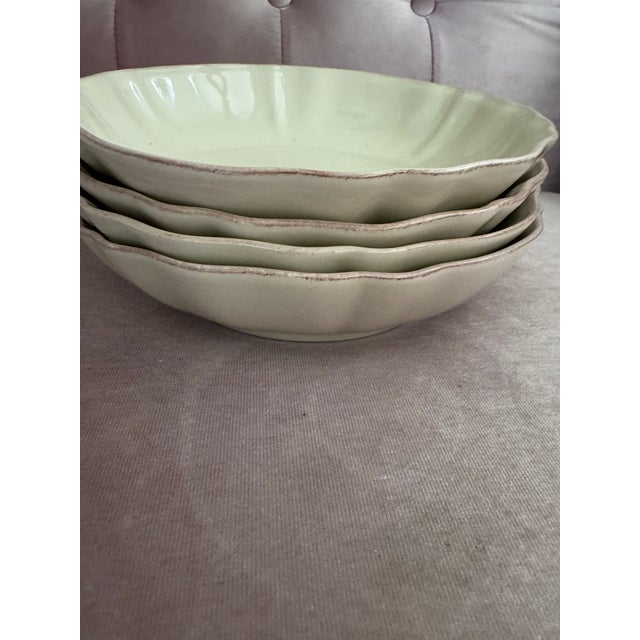 Vintage Portuguese Stoneware Scalloped Serving Bowls/Cream Glazed/Oven & Microwave Safe Set of 4 For Sale - Image 10 of 10