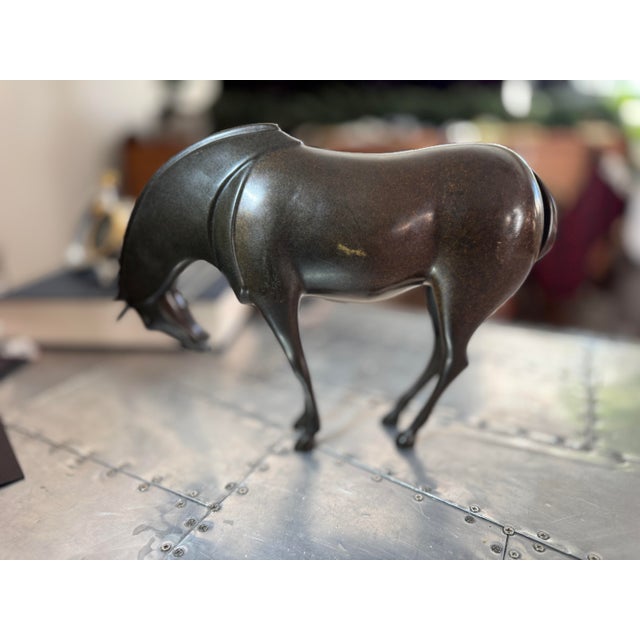 Mid-Century Modern Vintage Bronze Armored Horse Sculpture by Loet Vanderveen, Limited Edition 2/750 For Sale - Image 3 of 8