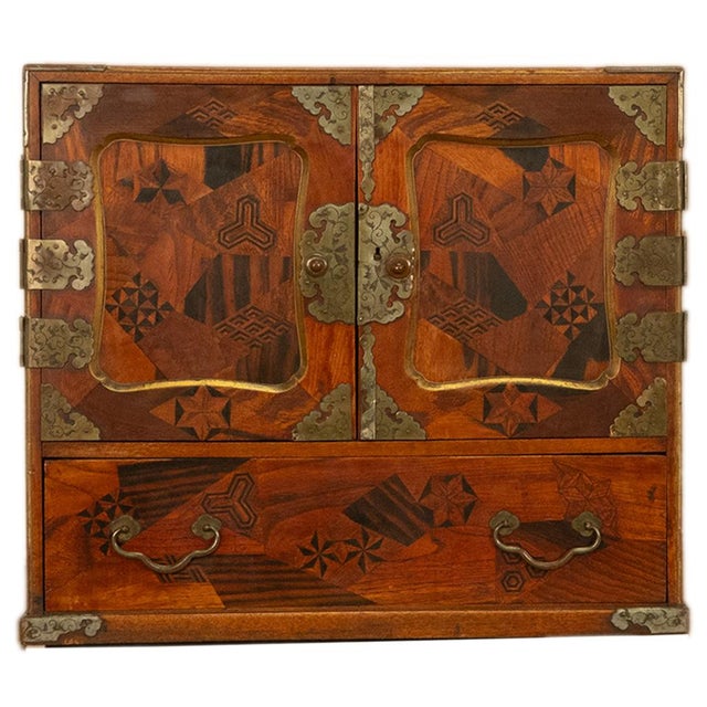 Antique Japanese Meiji Kodansu Tansu Marquetry Table Cabinet Jewelry Chest 1880 For Sale - Image 11 of 15