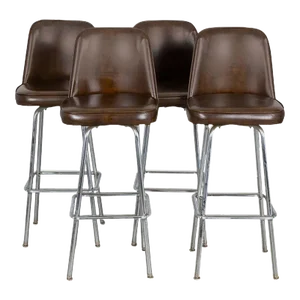 Set of 4 Mid-Century Vintage Swivel Bar Stools 1970s