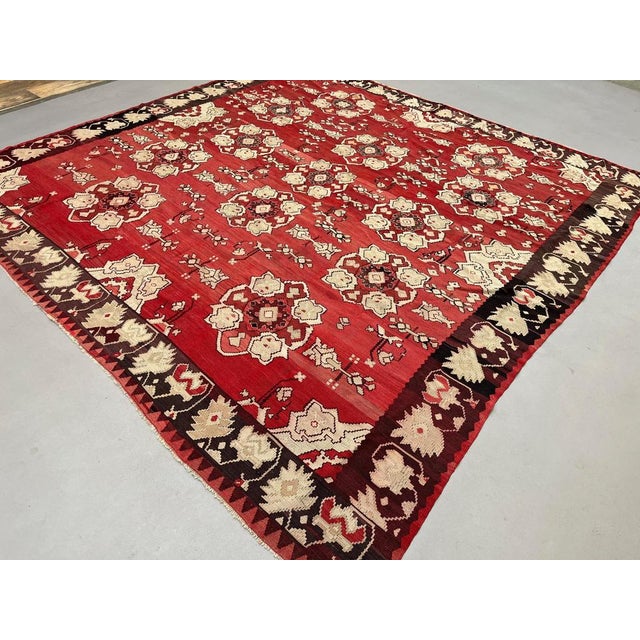 Vintage Turkish Square Kilim Rug in Wool For Sale - Image 3 of 14