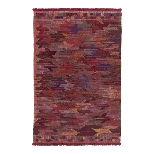 Rug & Kilim’s Modern Kilim in Red With All Over Polychrome Geometric Patterns For Sale