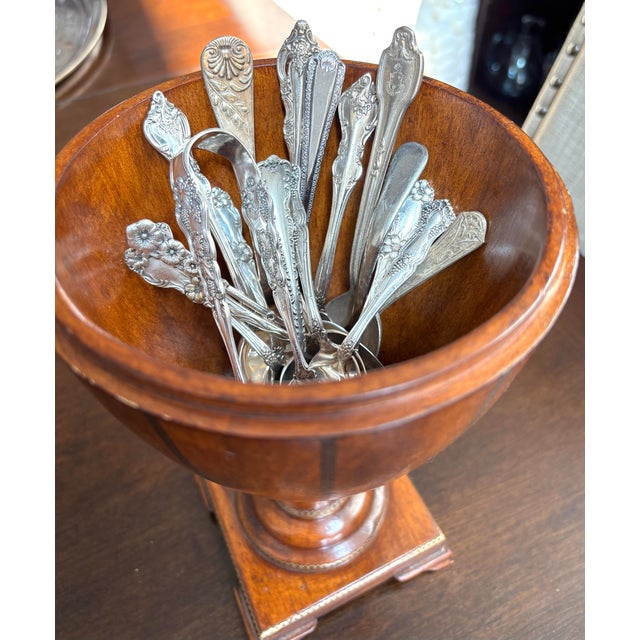 Antique Edwardian Inlaid Satinwood Cutlery Urn 16” For Sale - Image 11 of 12