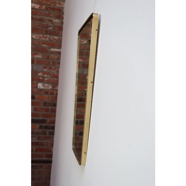 Gio Ponti Italian Modern Contour Wall Mirror With Beaded Brass Frame After Gio Ponti For Sale - Image 4 of 17