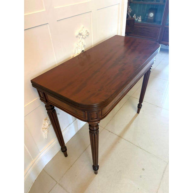 George III Mahogany Reeded Legs Fold Over Top Hall Card Console Table by Gillows, 1780 For Sale - Image 10 of 13