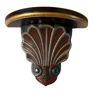 Brass & Wood Display Shelf Sconce For Sale