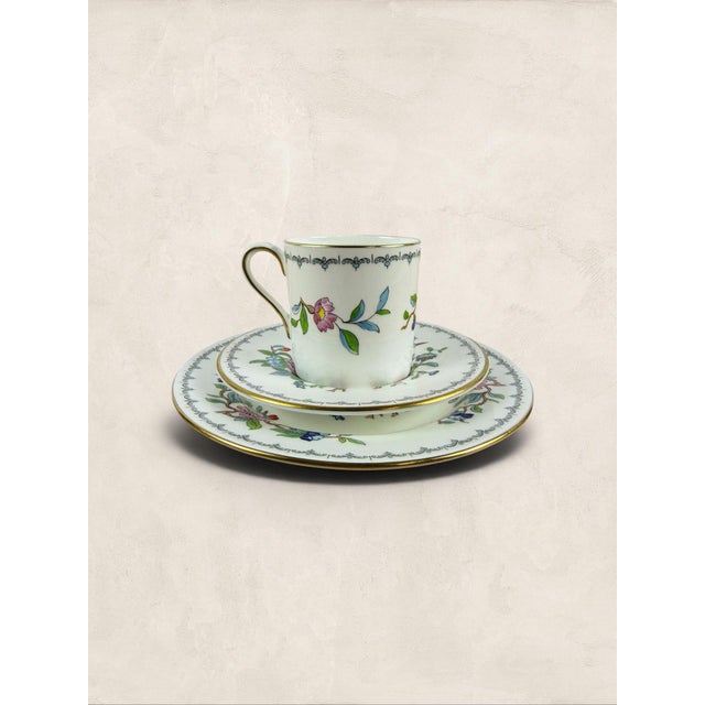 Vintage Aynsley Pembroke Fine English Bone China Demitasse Cup, Saucer & Side Plate Trio For Sale - Image 10 of 11