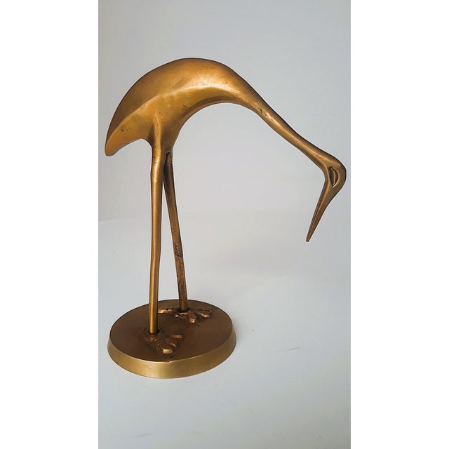 Mid-Century Modern Vintage Crane Figures in Brass and Metal, 1950s, Set of 2 For Sale - Image 3 of 8