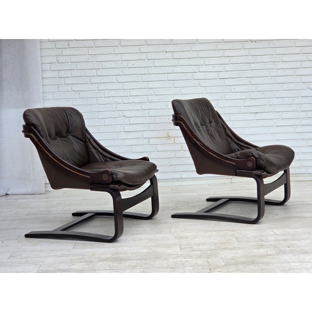 Swedish Armchair in Leather by Åke Fribytter, 1970s For Sale - Image 17 of 18