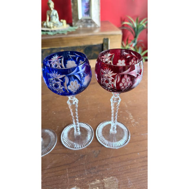 Mid 20th Century Vintage Bohemian Cut to Clear Lead Crystal Wine Glasses, Set of Seven, Circa 1950s–1960s For Sale - Image 5 of 18