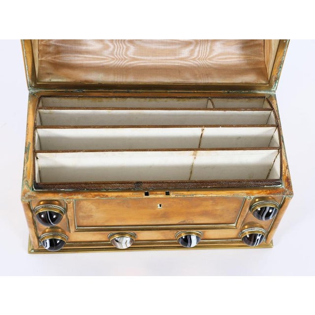 Antique English Brass Agate Cabochon, 1800s, Set of 2 For Sale - Image 5 of 18