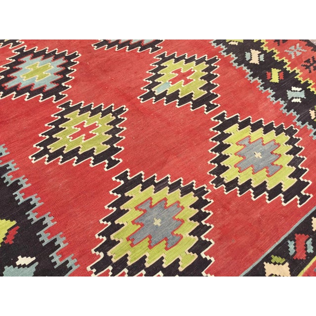Vintage Turkish Kilim Rug - 89" X 110" For Sale - Image 4 of 10