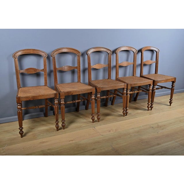 Louis Philippe Oak Chairs, Late 19th Century, Set of 5 For Sale - Image 4 of 18