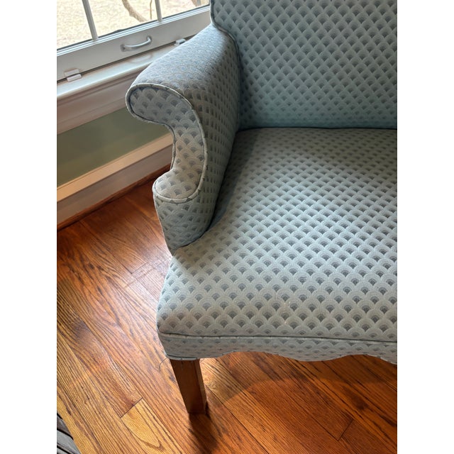 Wood Vintage Queen Anne Style Arm Chair With Scalloped Seat Front For Sale - Image 7 of 11