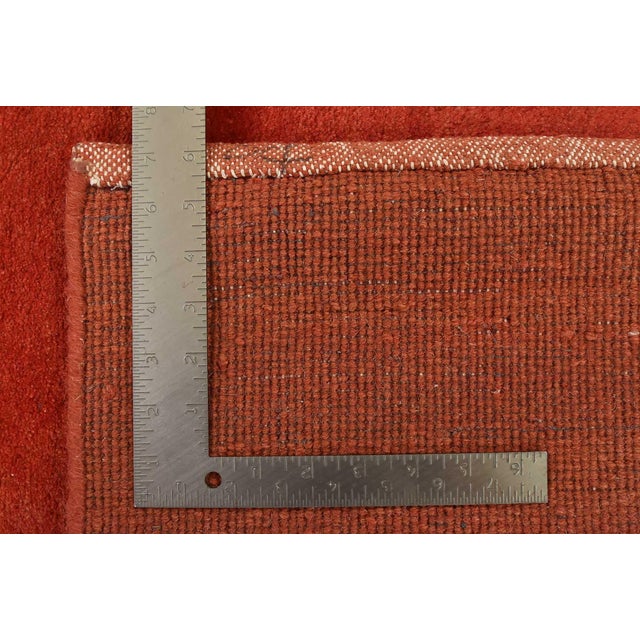 Solid Red Rug 6’3” X 10’5” Wool Contemporary Hand-Knotted Carpet For Sale - Image 13 of 13