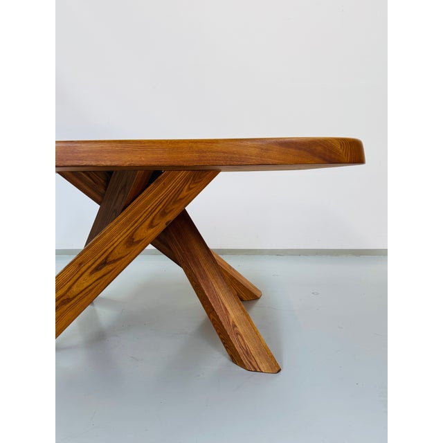 Brown French Early Edition Aban T35C Table in Elm attributed to Pierre Chapo, 1970s For Sale - Image 8 of 18