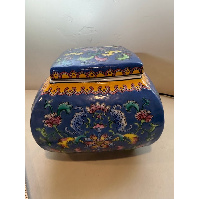 Vintage Twisted Lotus Cloisonné Style Asian Décor Bright Colors Floral Design For Sale - Image 10 of 12