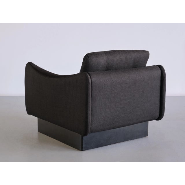 Black Wool & Wood Armchair by Michel Mortier for Steiner, France, 1963 For Sale - Image 10 of 13