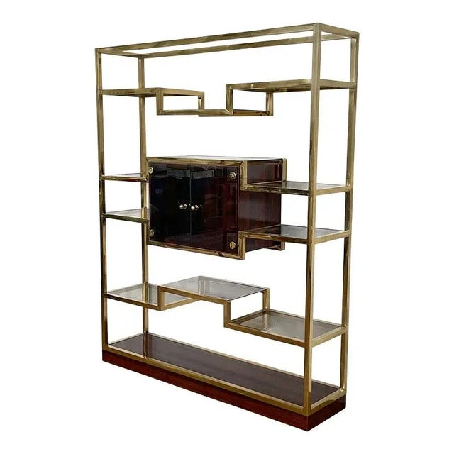 Golden Brass & Makassar Bookcase with Showcase, 1990s For Sale - Image 9 of 10