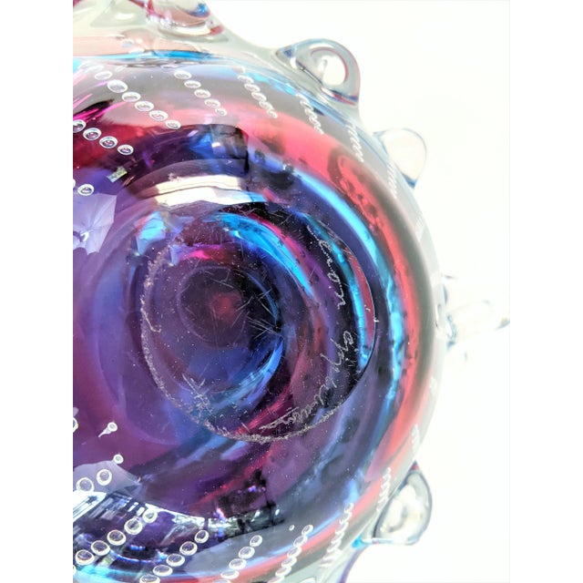 Leon Applebaum Glass Bowl With Protruding Design and Controlled Bubbles Kaleidoscope For Sale - Image 11 of 13
