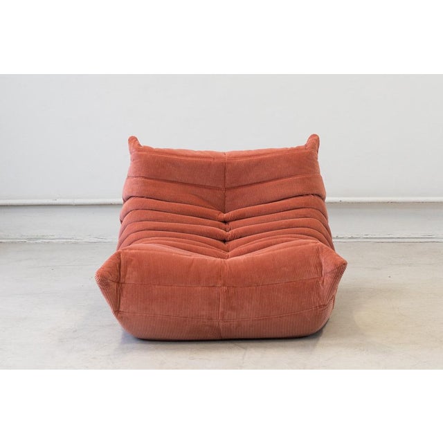 Togo Lounge Chair in Coral Corduroy by Michel Ducaroy for Ligne Roset For Sale - Image 16 of 16