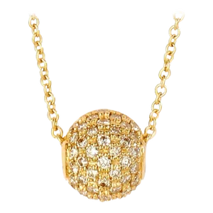 Syna Yellow Gold Mini Pave Bead Necklace in Diamonds