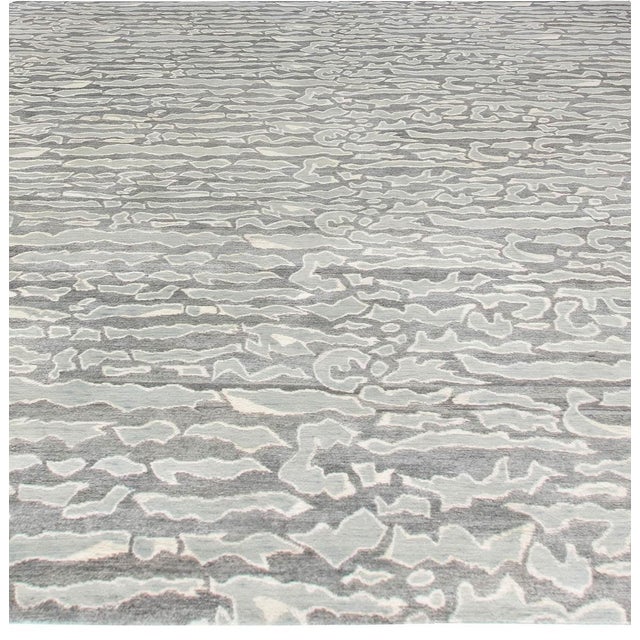 Contemporary Beach Pebbles Handmade Aloe Silk and Wool Rug by Doris Leslie Blau For Sale - Image 4 of 7