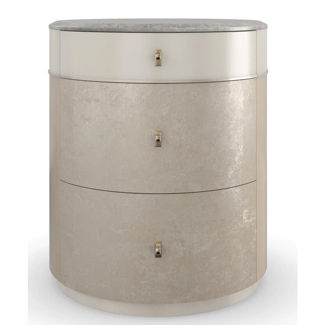 New Caracole Modern Silver Leaf Hang Around Nightstand Designed to make a captivating statement on its own, the Hang...