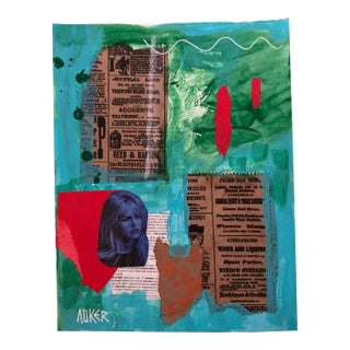 Original Contemporary Collage by Cassandra Auker “Brigitte Considers” For Sale