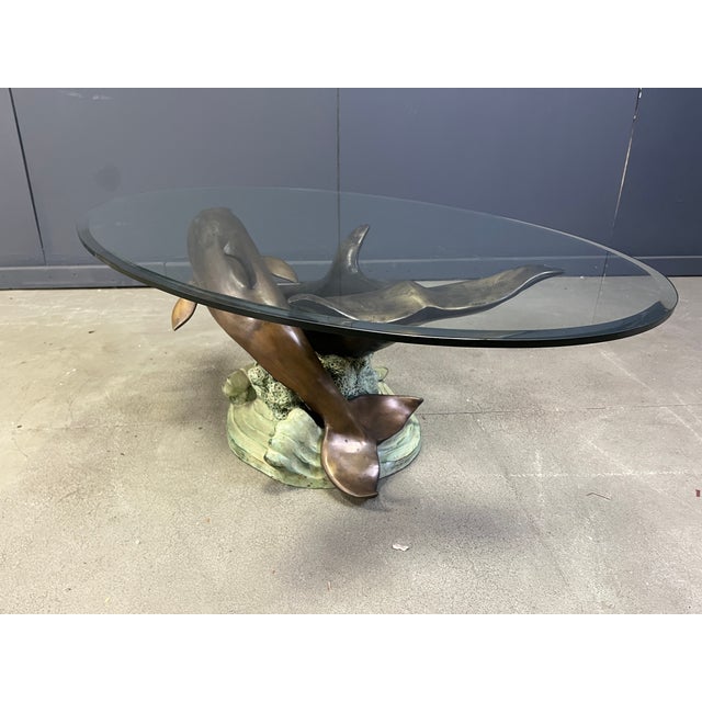 Bronze Dolphin Coffee Table from C Caudion, 1960s For Sale - Image 12 of 16