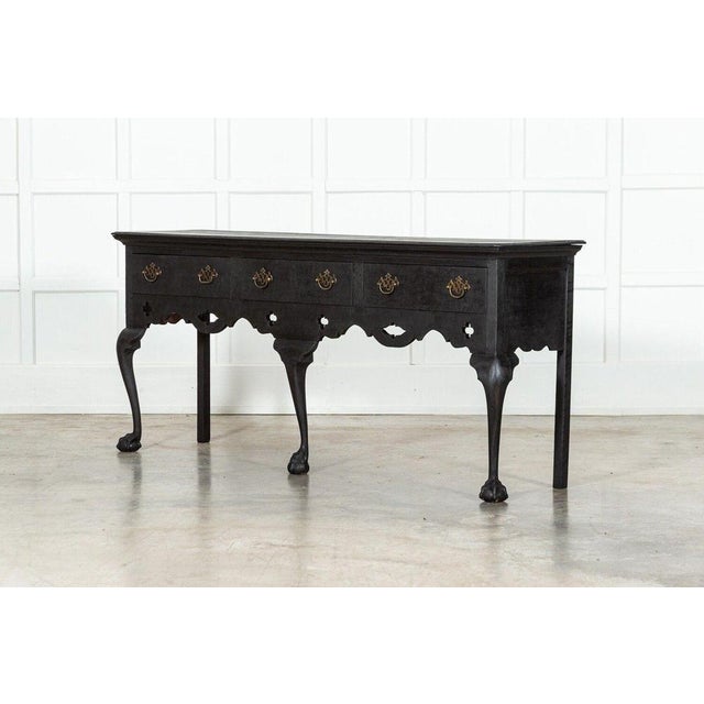 Large English Grain Ebonised Oak Dresser Base, 1870s For Sale - Image 4 of 17