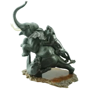Japanese Meiji Genryusai Seiya Bronze Elephant and Tigers