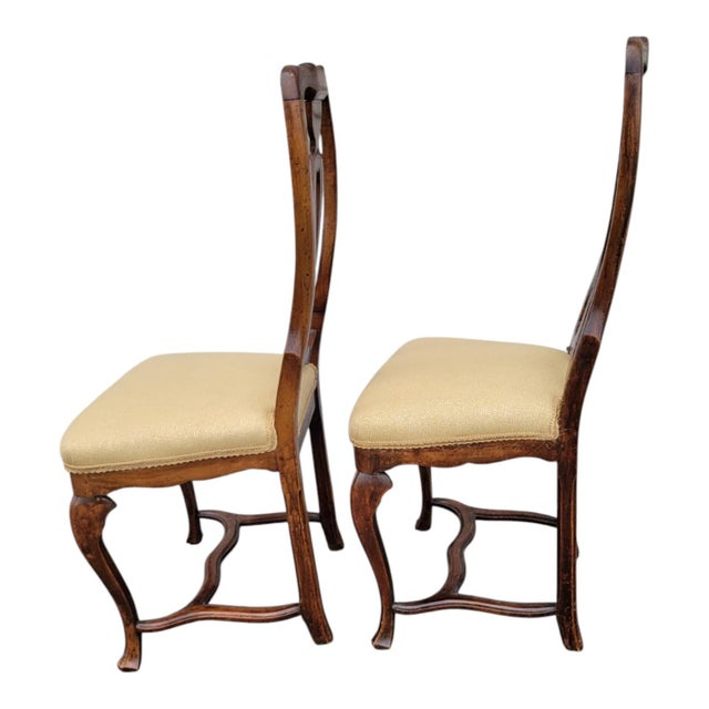 Italian Pair 18th Century Italian Walnut Chairs Original Finish Hand Carved For Sale - Image 3 of 18