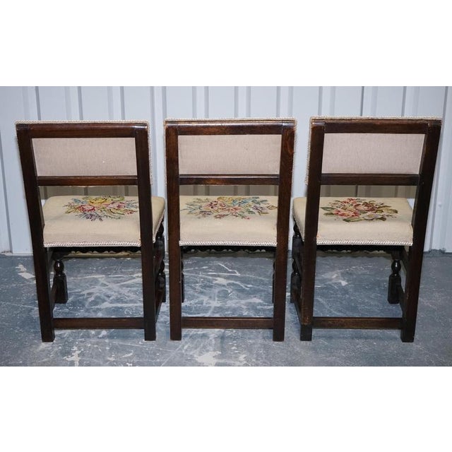 White English Victorian Floral Tapestry Dining Chairs, Set of 6 For Sale - Image 8 of 16