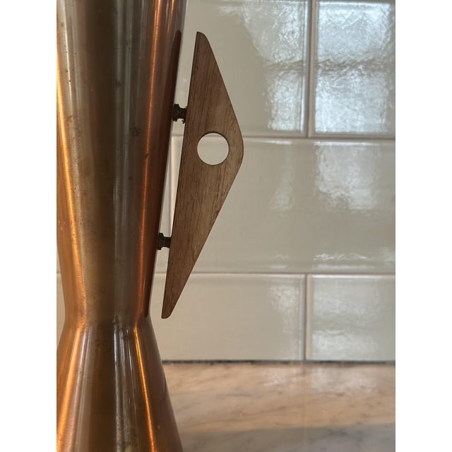 Bauhaus Mid-Century Teak and Copper Vase, 1950s For Sale - Image 3 of 12