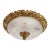 1960s Spanish Brass & Frosted Glass Flush Mount Fixture For Sale