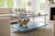 Wood Handcrafted Satin Sea Reflection Painted Two-Layer Coffee Table With Brass Bamboo Legs For Sale - Image 7 of 7