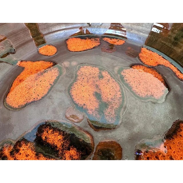 Rustic Style Studio Ceramic Pottery Art Bowl with Abstract Decor, Germany, 1950s For Sale - Image 6 of 10