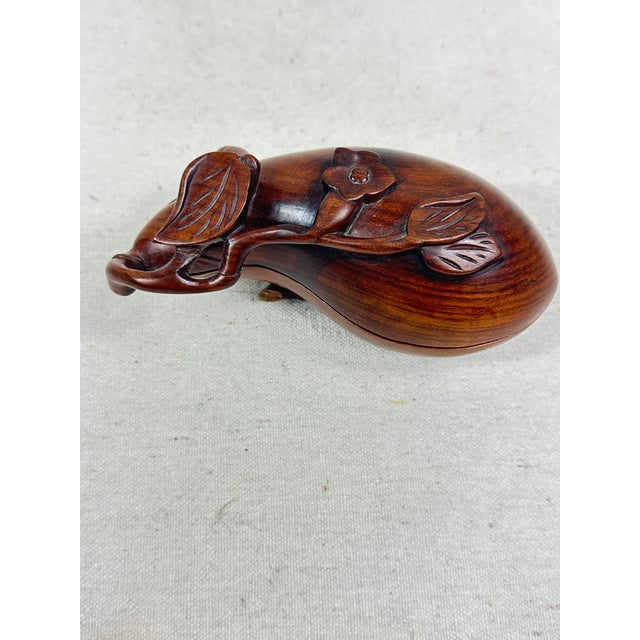 Japanese Antique Japanese Hand Carved Antique Japanese Wooden Lidded Box Shaped Like an Eggplant. For Sale - Image 3 of 10