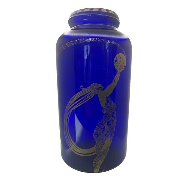 Art Deco Style Erte Fireflies Cobalt Vase For Sale - Image 12 of 13