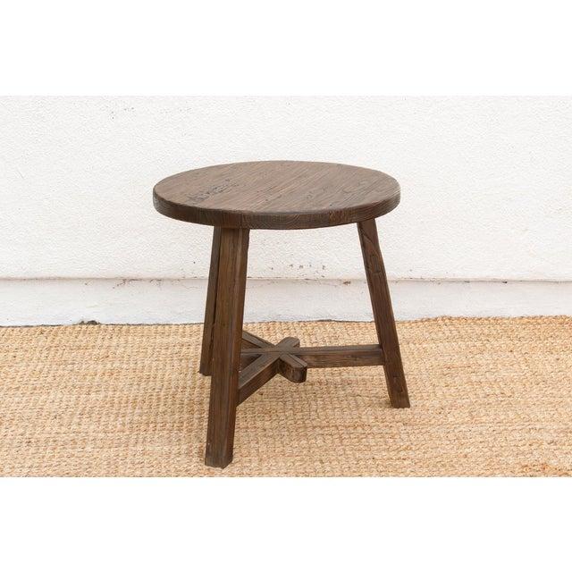 Farmhouse Farmhouse Style Reclaimed Elm Round End Table For Sale - Image 3 of 7