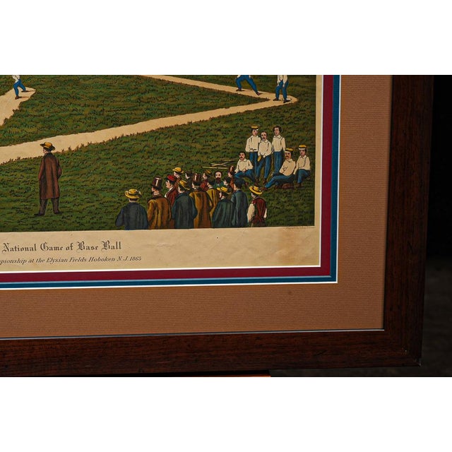Vintage Sidney Z. Lucas "Grand Match at the Elysian Fields" Framed Baseball Print For Sale - Image 10 of 11